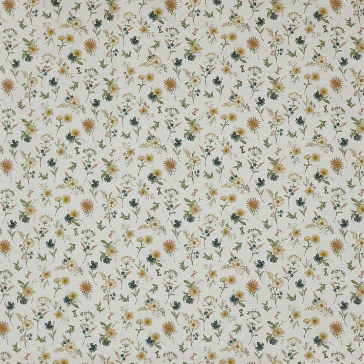 Marigold Fabric - Willow by green botanical printed fabric from Prestigious Textiles