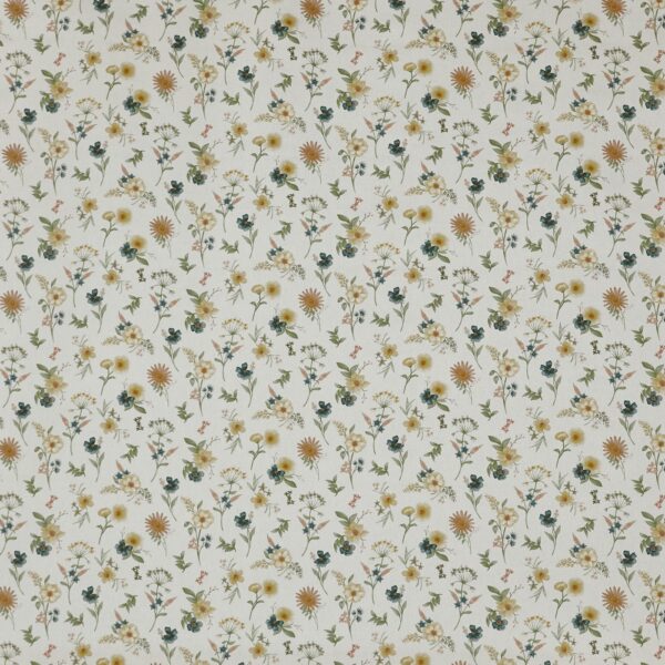 Marigold Fabric - Willow by green botanical printed fabric from Prestigious Textiles