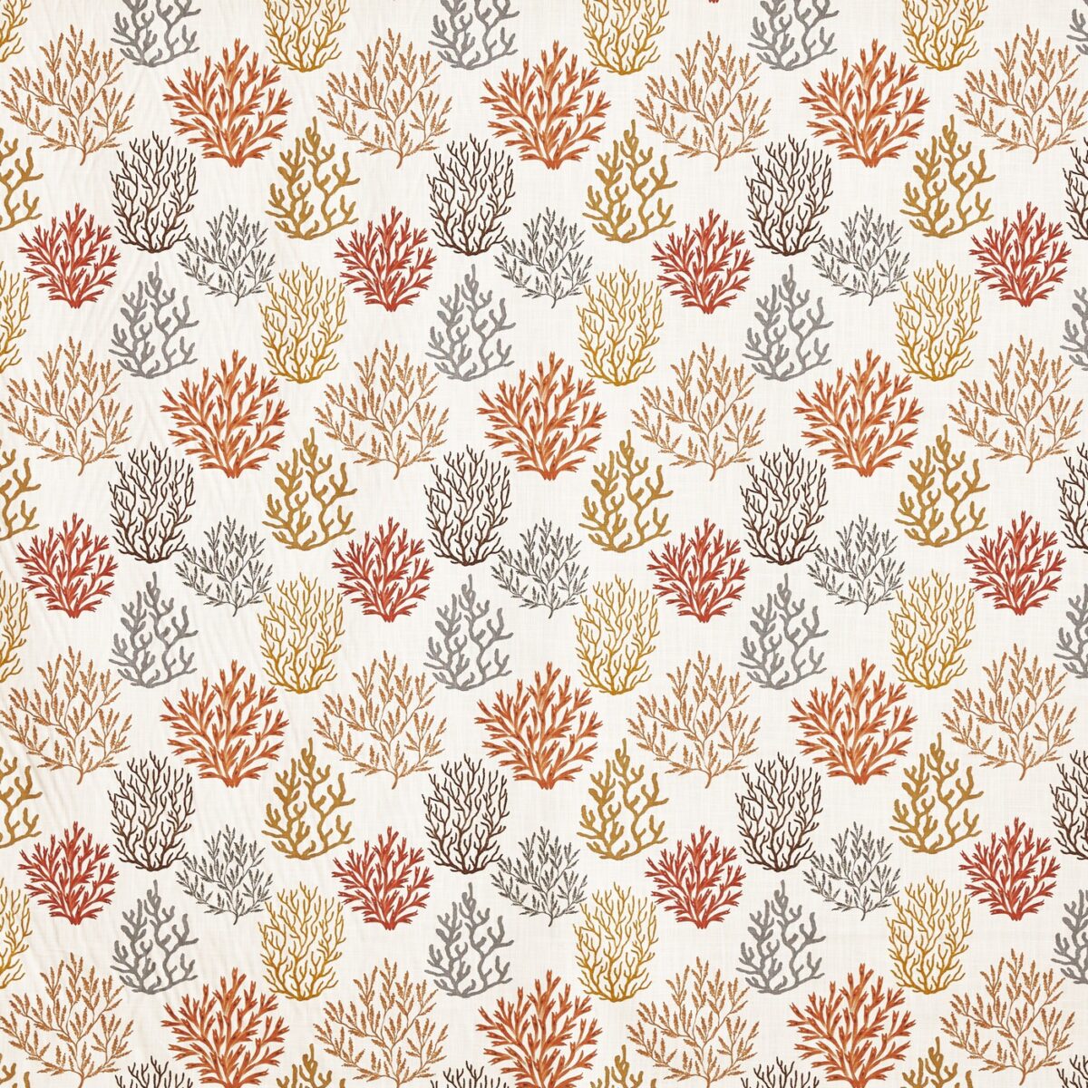 Fistral Fabric - Coral by orange botanical printed fabric from Prestigious Textiles