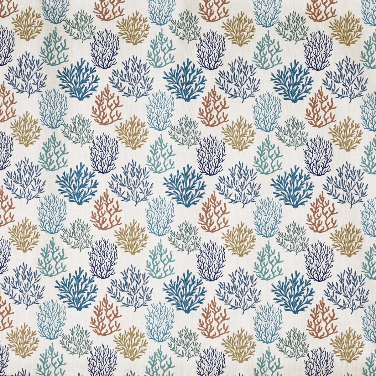 Fistral Fabric - Harbour by blue botanical printed fabric from Prestigious Textiles