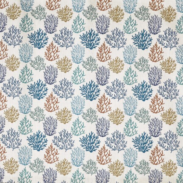 Fistral Fabric - Harbour by blue botanical printed fabric from Prestigious Textiles