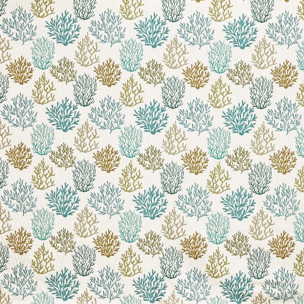 Fistral Fabric - Aqua by blue botanical printed fabric from Prestigious Textiles