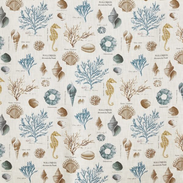 St Helier Fabric - Aqua by blue animal printed fabric from Prestigious Textiles