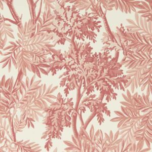 red botanical wallpaper from sanderson