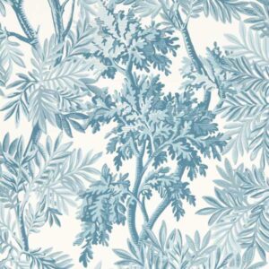 blue botanical wallpaper from sanderson