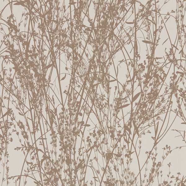 Meadow Canvas Wallcovering - Gilver / Linen by brown botanical wallpaper from sanderson