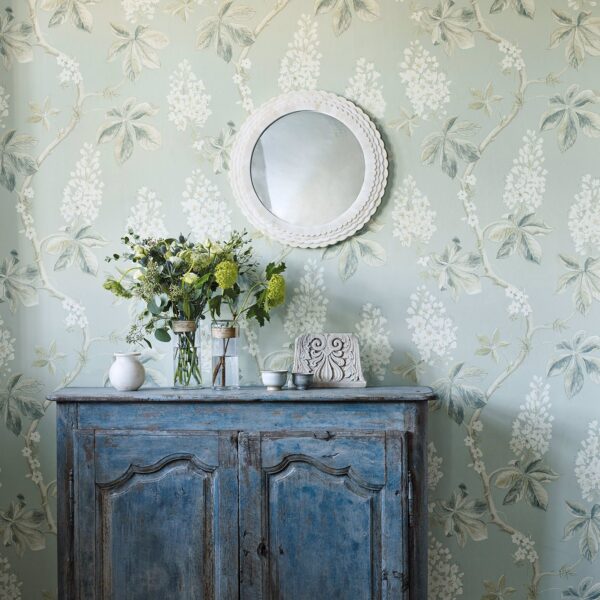 Chestnut Tree Wallcovering - Coral / Bayleaf by Chestnut Tree Wallcovering - Coral / Bayleaf from