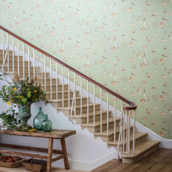 Fruit Aviary Wallcovering - Duck Egg / Multi by Fruit Aviary Wallcovering - Duck Egg / Multi from