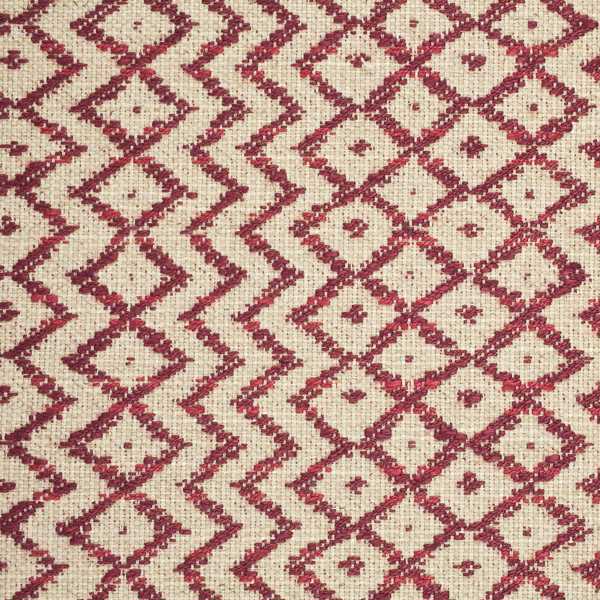 Cheslyn Fabric - Claret / Cream by red geometric woven fabric from Sanderson