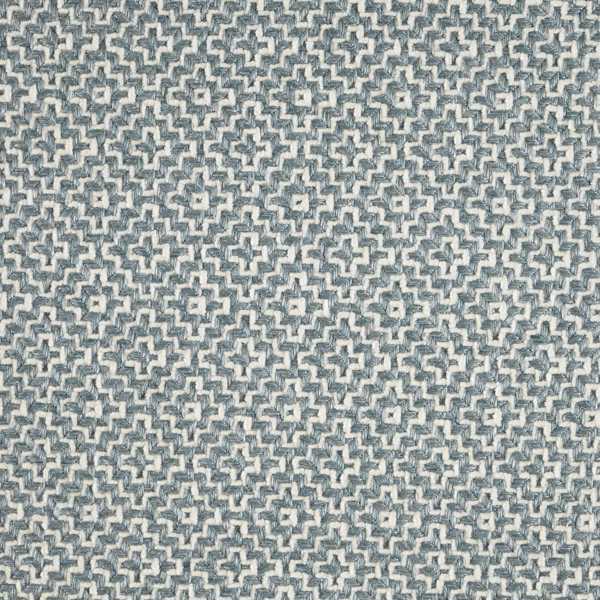 Linden Fabric - Wedgwood / Ivory by blue geometric woven fabric from Sanderson