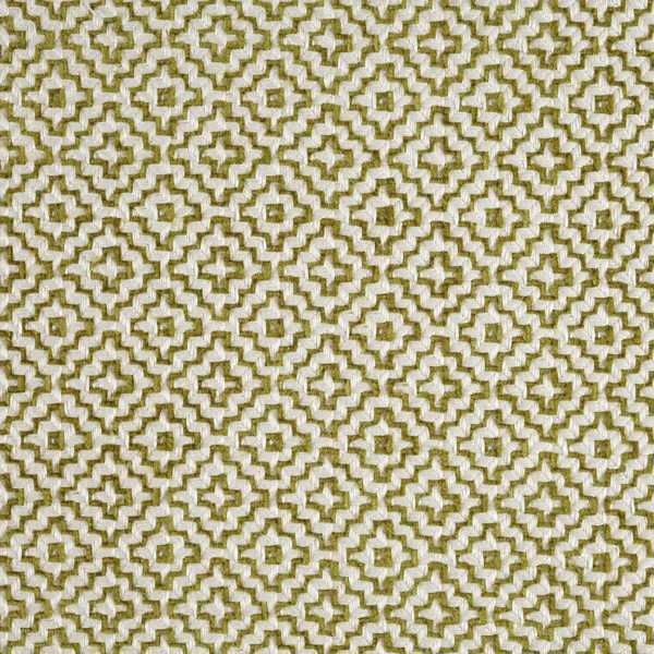 Linden Fabric - Garden Green by green geometric woven fabric from Sanderson