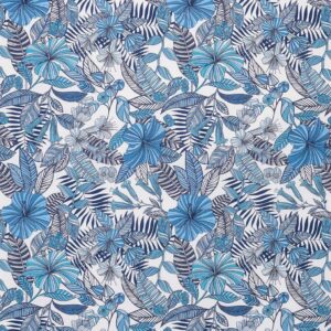 blue botanical linen fabric from Matthew Williamson