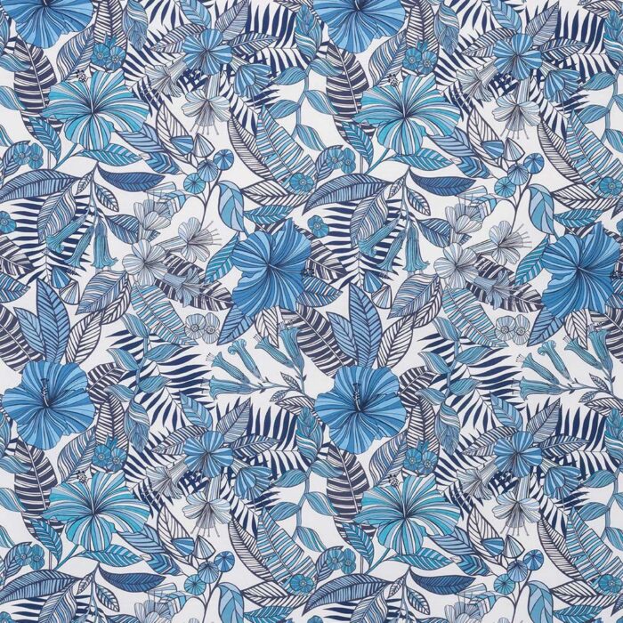 Valldemossa Fabric - Persian Blue / Ivory swatch