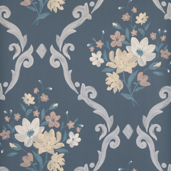 Almudaina Wallpaper - Charcoal / Cream / Cinnamon by black-grey botanical wallpaper from matthew williamson