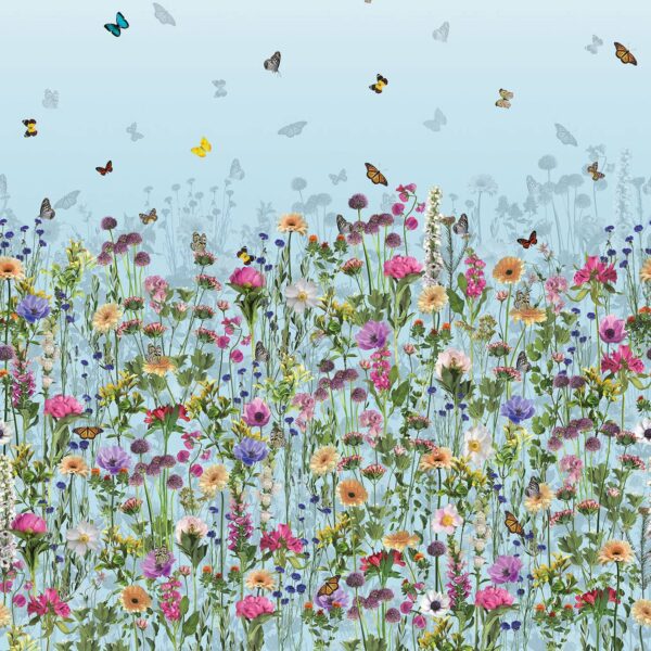 Deya Meadow Wallpaper - Sky Blue / Multi by blue botanical wallpaper from matthew williamson