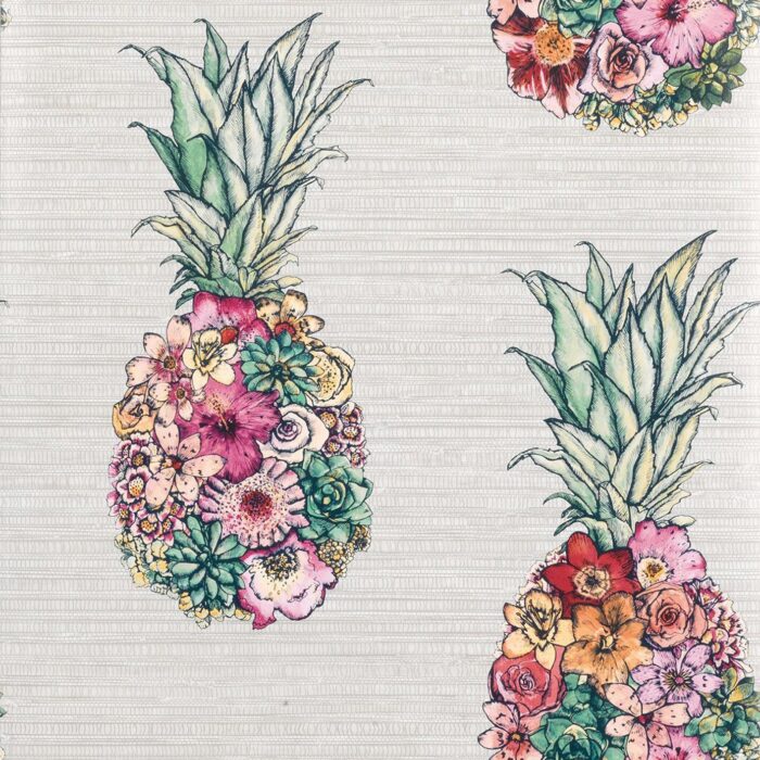 Ananas Wallpaper - Cerise / Lemon / Mint swatch