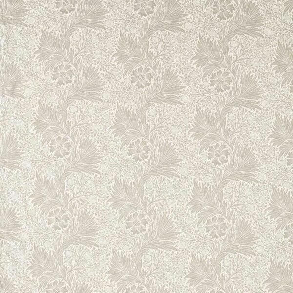 Pure Marigold Wide Width Fabric - Stone by neutral botanical cotton fabric from William Morris & Co