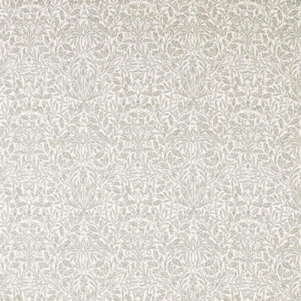 Pure Acorn Wide Width Fabric - Stone by black-grey botanical cotton fabric from William Morris & Co