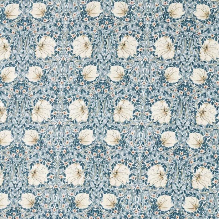 Pimpernel Wide Width Fabric - Light Blue / Coral swatch