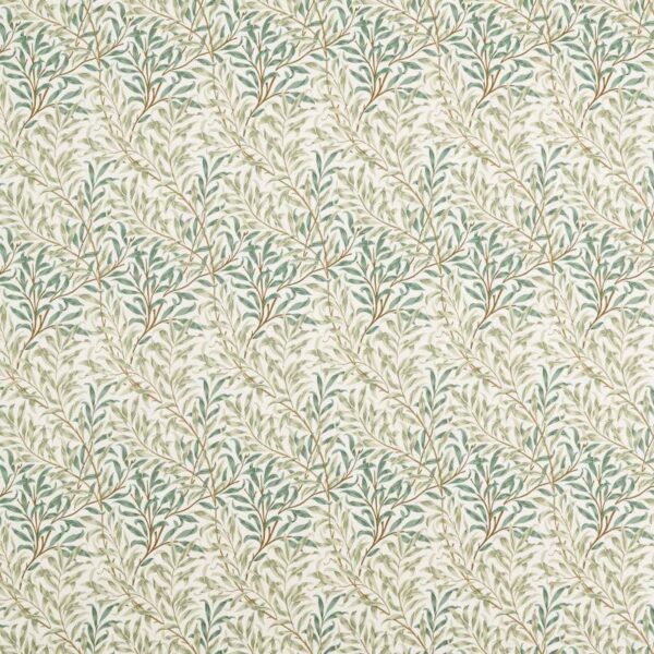 Willow Boughs Wide Width Fabric - Soft Teal / Mint by green botanical cotton fabric from William Morris & Co