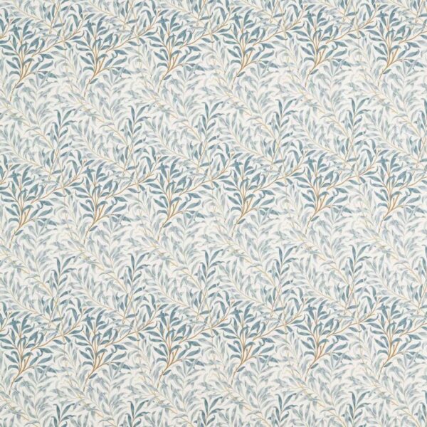 Willow Boughs Wide Width Fabric - Mineral Blue by blue botanical cotton fabric from William Morris & Co