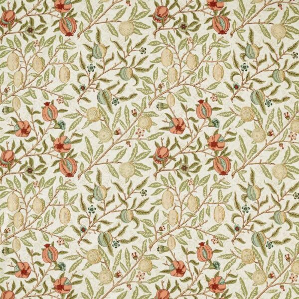 Fruit Wide Width Fabric - Pear / Plaster Pink by green botanical cotton fabric from William Morris & Co