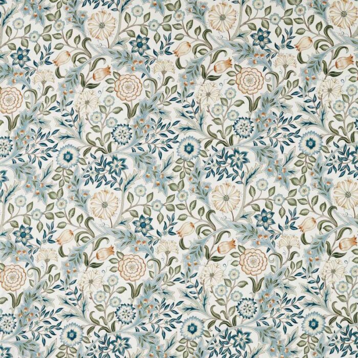 Wilhelmina Wide Width Fabric - Soft Blue / Peach swatch
