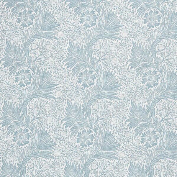 Pure Marigold Sheer Wide Width Fabric - Soft Blue by blue botanical cotton fabric from William Morris & Co