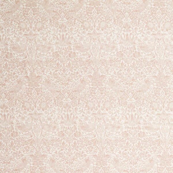 Pure Strawberry Thief Sheer Wide Width Fabric - Blush by pink botanical cotton fabric from William Morris & Co
