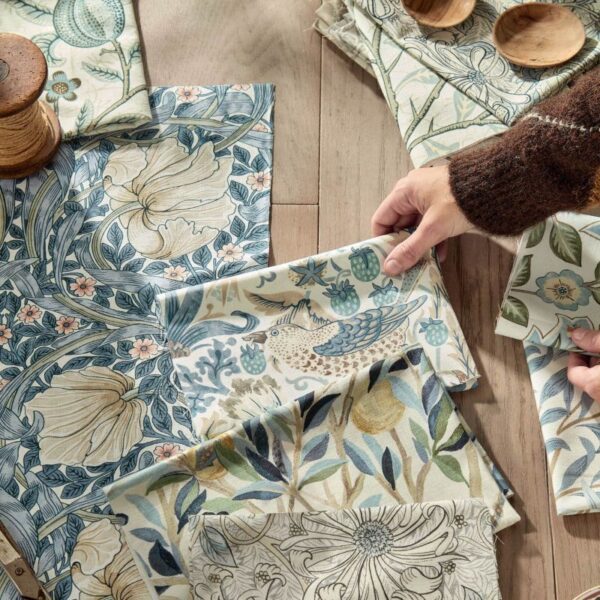 Pimpernel Wide Width Fabric - Light Blue / Coral by Pimpernel Wide Width Fabric - Light Blue / Coral from