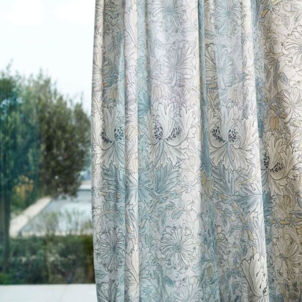 Pure Honeysuckle & Tulip Sheer Wide Width Fabric - Soft Blue / Linen from