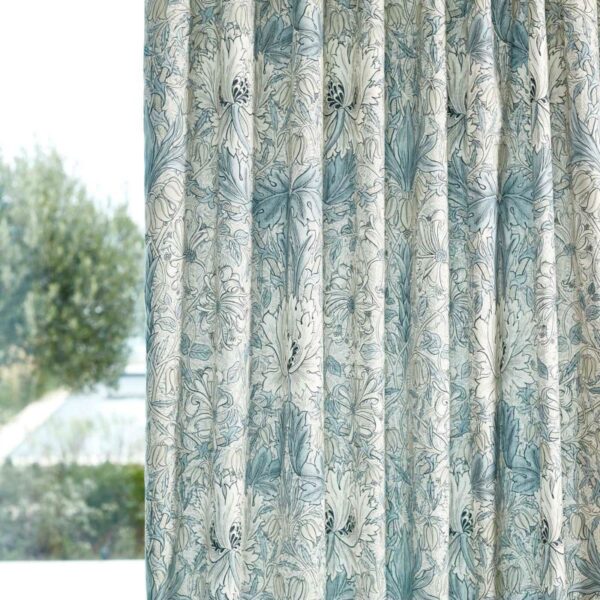 Pure Honeysuckle & Tulip Wide Width Fabric - Mineral Blue / Cream by Pure Honeysuckle & Tulip Wide Width Fabric - Mineral Blue / Cream from