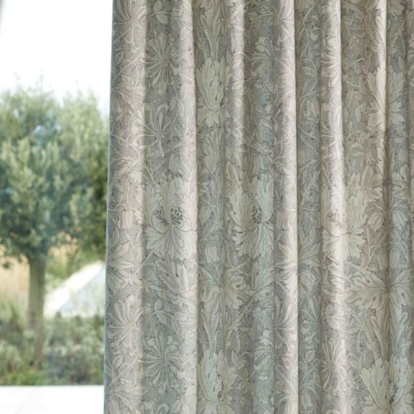 Pure Honeysuckle & Tulip Wide Width Fabric - Soft Mint / Grey from