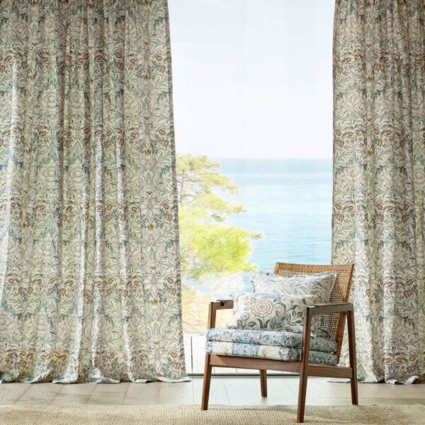 Simply Severn Wide Width Fabric - Sage Leaf / Tan from