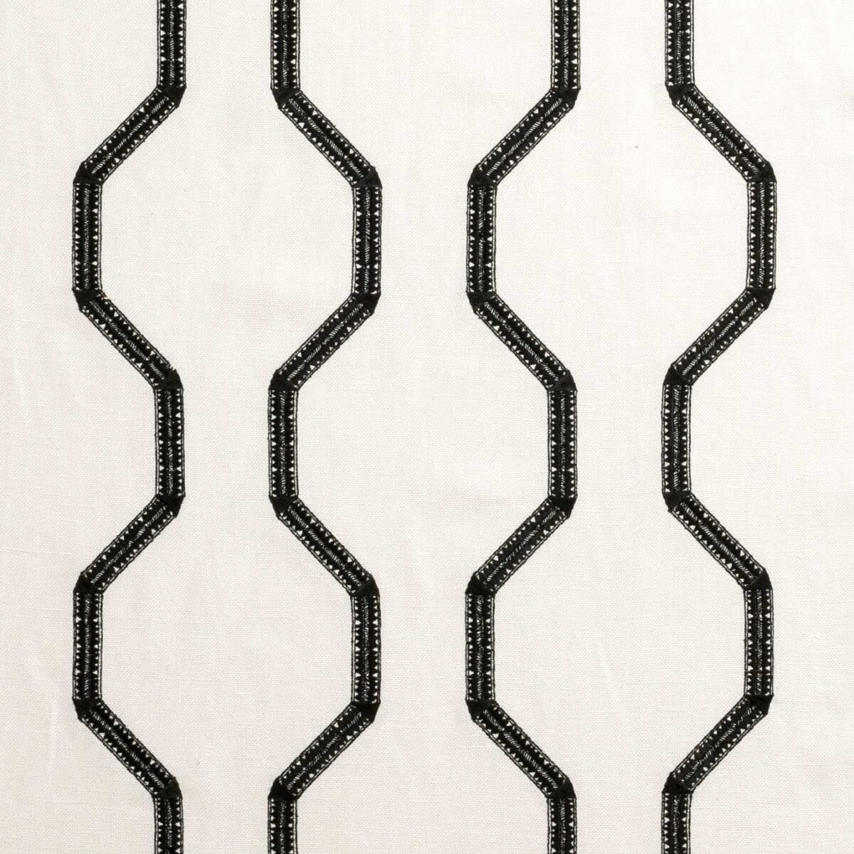 black-grey striped embroideried fabric from Clarke & Clarke