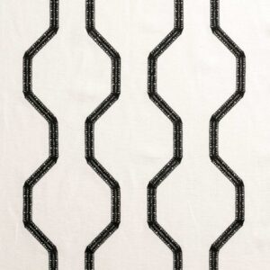 black-grey striped embroideried fabric from Clarke & Clarke