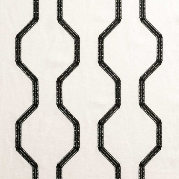 black-grey striped embroideried fabric from Clarke & Clarke