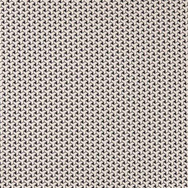 Albi Fabric - Noir by black-grey geometric woven fabric from Clarke & Clarke
