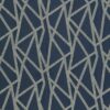 blue geometric embroideried fabric from Clarke & Clarke