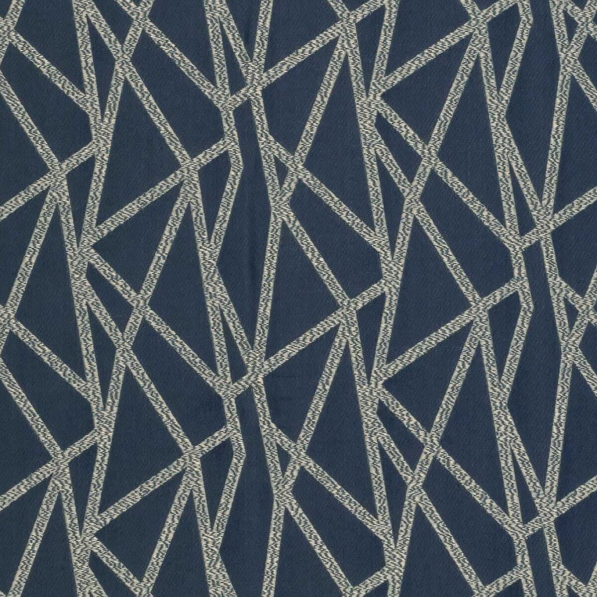 blue geometric embroideried fabric from Clarke & Clarke