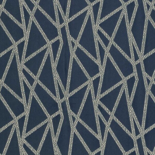 Geomo Fabric - Ink by blue geometric embroideried fabric from Clarke & Clarke