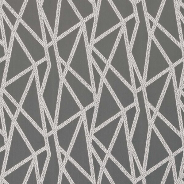 Geomo Fabric - Pewter by black-grey geometric embroideried fabric from Clarke & Clarke
