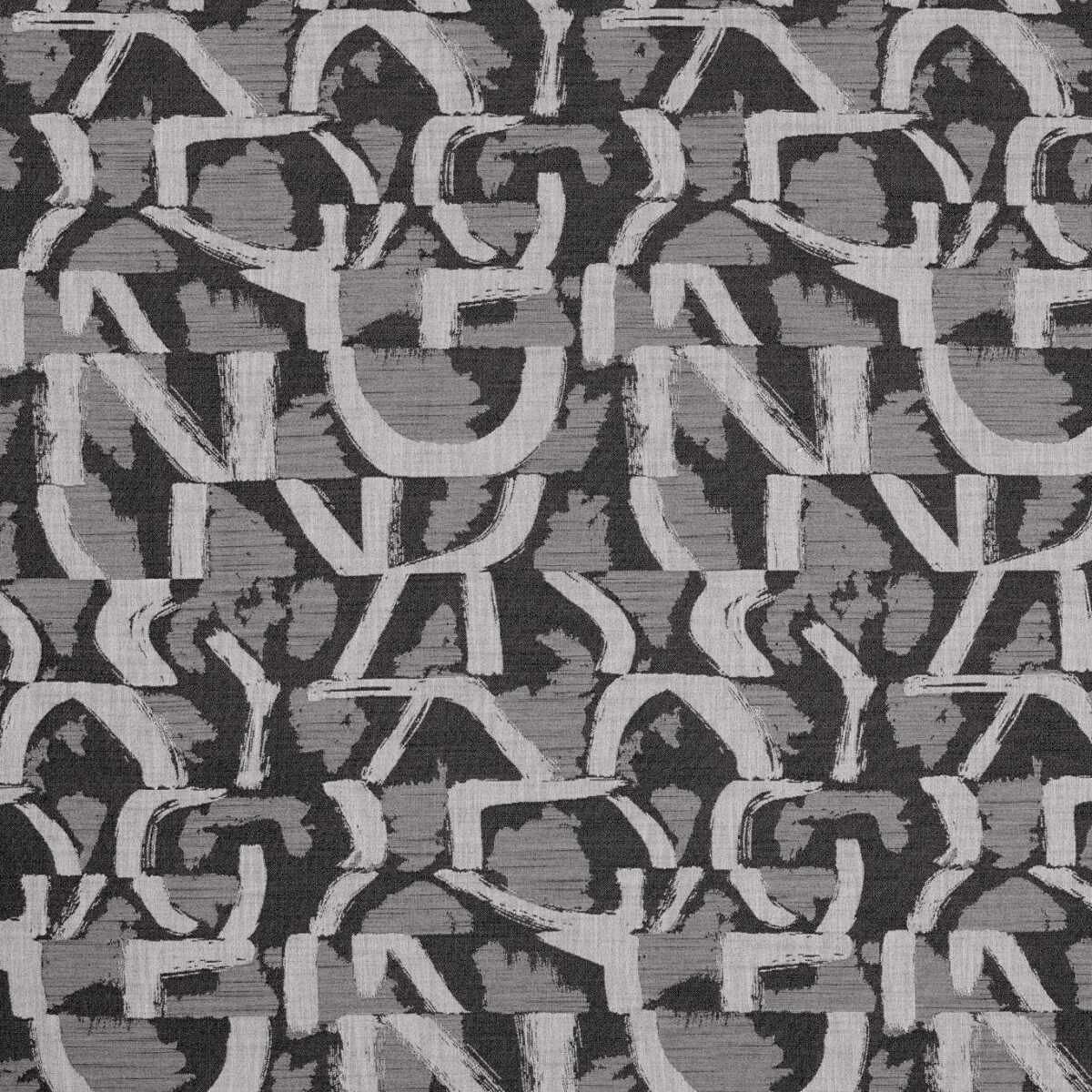 Piero Jacquard Fabric - Noir by black-grey contemporary jacquard fabric from Clarke & Clarke