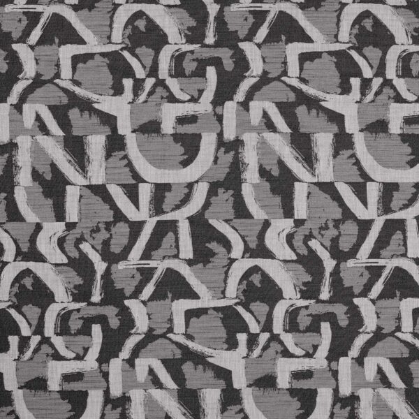 Piero Jacquard Fabric - Noir by black-grey contemporary jacquard fabric from Clarke & Clarke
