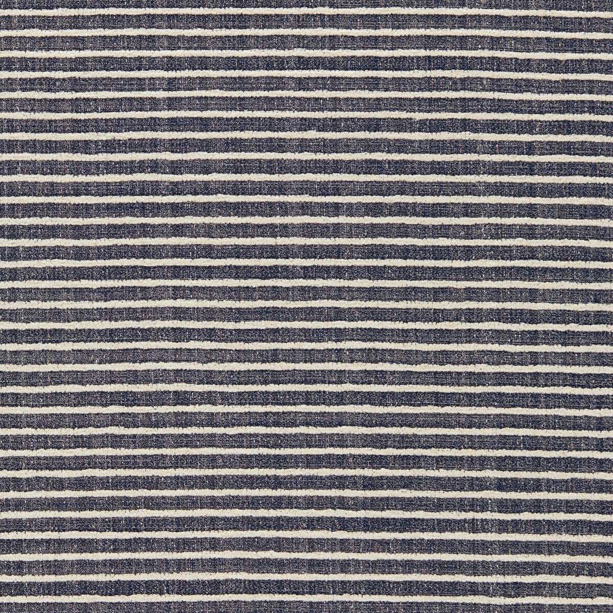 Taryn Jacquard Fabric - Ink by blue striped velvet-chenille fabric from Clarke & Clarke