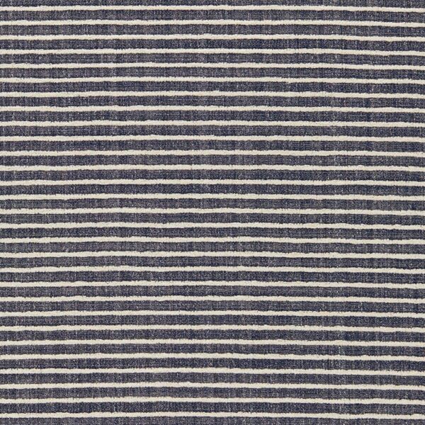 Taryn Jacquard Fabric - Ink by blue striped velvet-chenille fabric from Clarke & Clarke