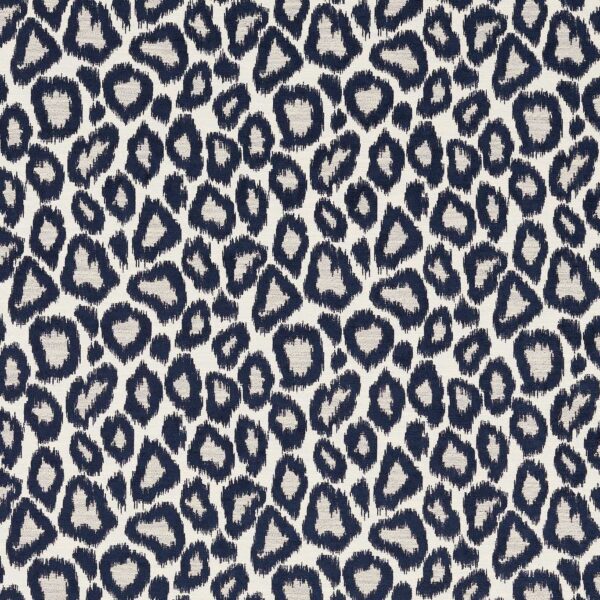 Ortega Fabric - Ink by blue spotted velvet-chenille fabric from Clarke & Clarke