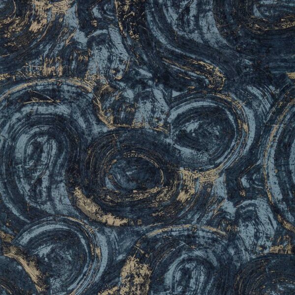 Hatoum Wallpaper - Ink / Gilver by blue contemporary wallpaper from clarke & clarke
