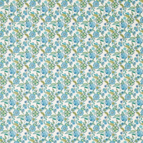 Camellia Fabric - Cobalt by blue botanical cotton fabric from Studio G
