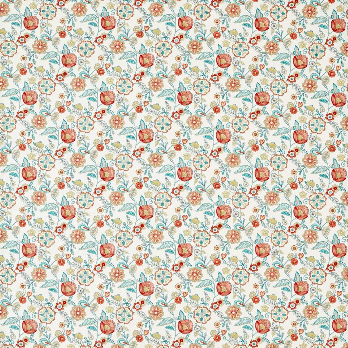 Camellia Fabric - Spice by orange botanical cotton fabric from Studio G
